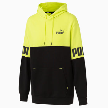 Felpa con cappuccio nera e gialla da uomo Puma Power Colorblock, Abbigliamento Sport, SKU a721000080, Immagine 0